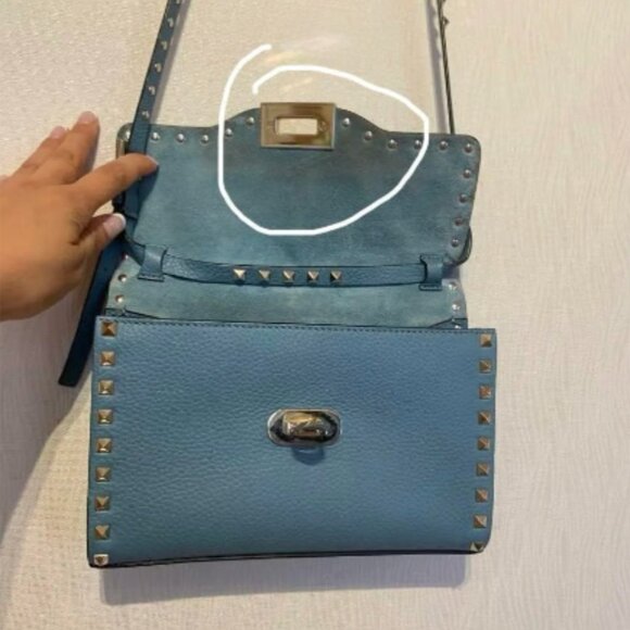 Valentino Rockstud Flip Lock Flap Bag Leather Medium - Picture 5 of 8